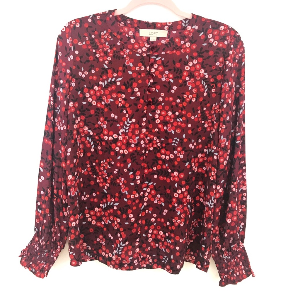 Loft | Long Sleeve Blouse With Cinched Sleeves